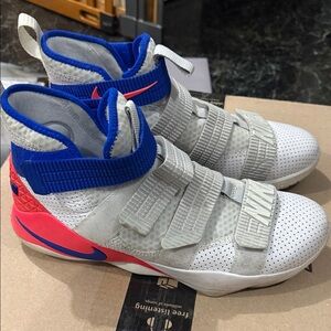 Nike White and Pink High-Top Sneakers